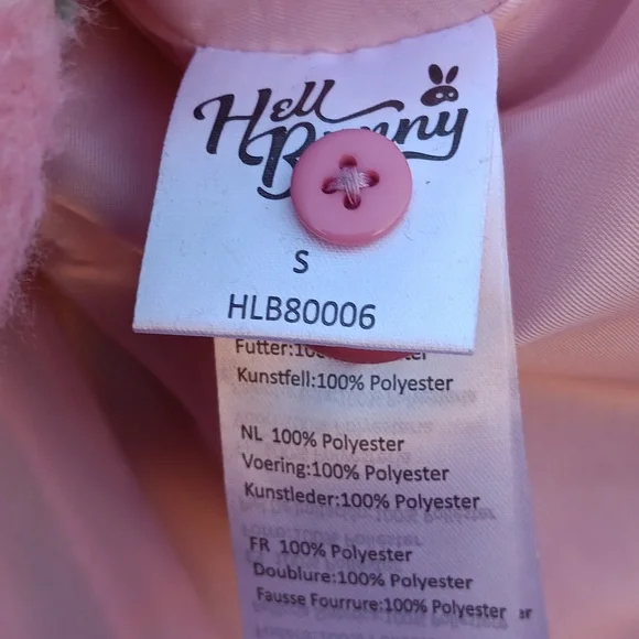 Hell bunny Millicent retro pink & green plaid peacoat womens sz small - Picture 14 of 15